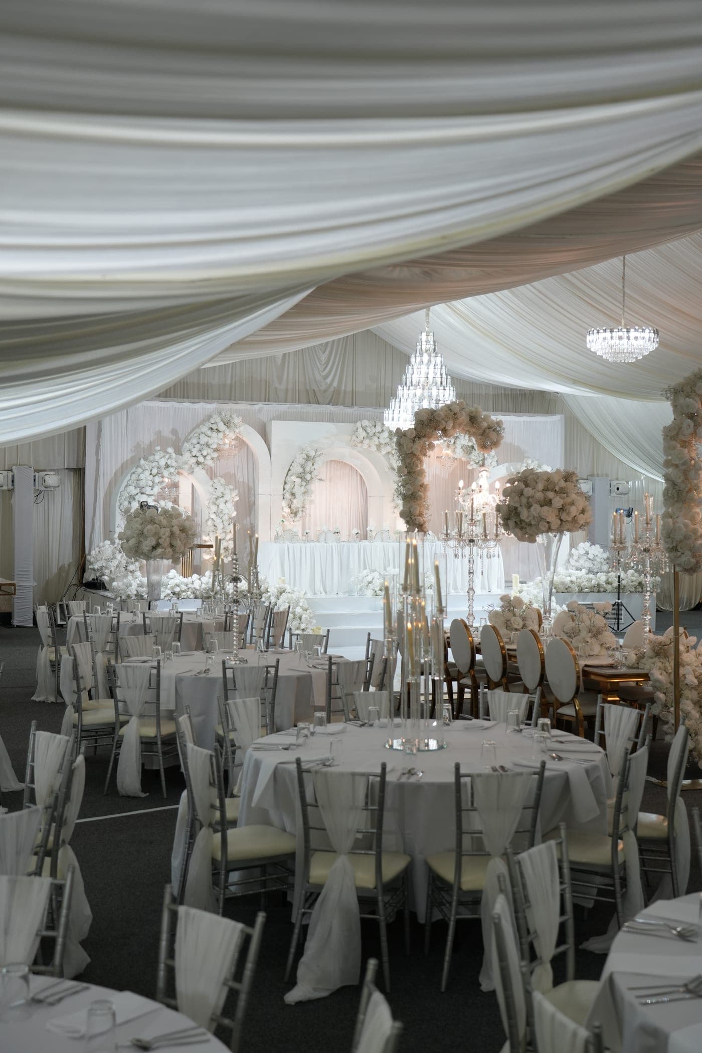 Asian wedding ceremony set within the Lost Garden Marquee
